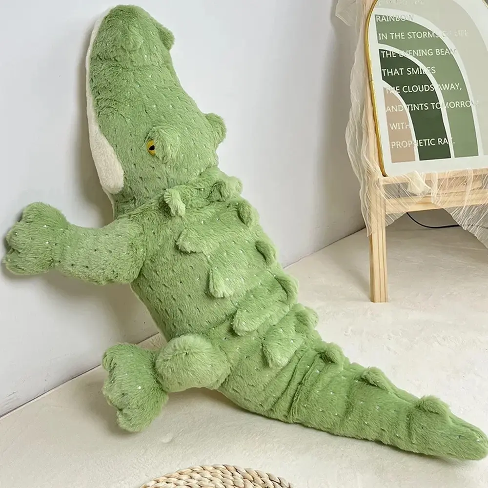 Soft Giant Green Crocodile Plush Toy, Fluffy Stuffed‑Animal Alligator Throw Pillow Cushion, Jungle‑Style Sofa Bedroom Home Decoration for Birthday Holiday Gift