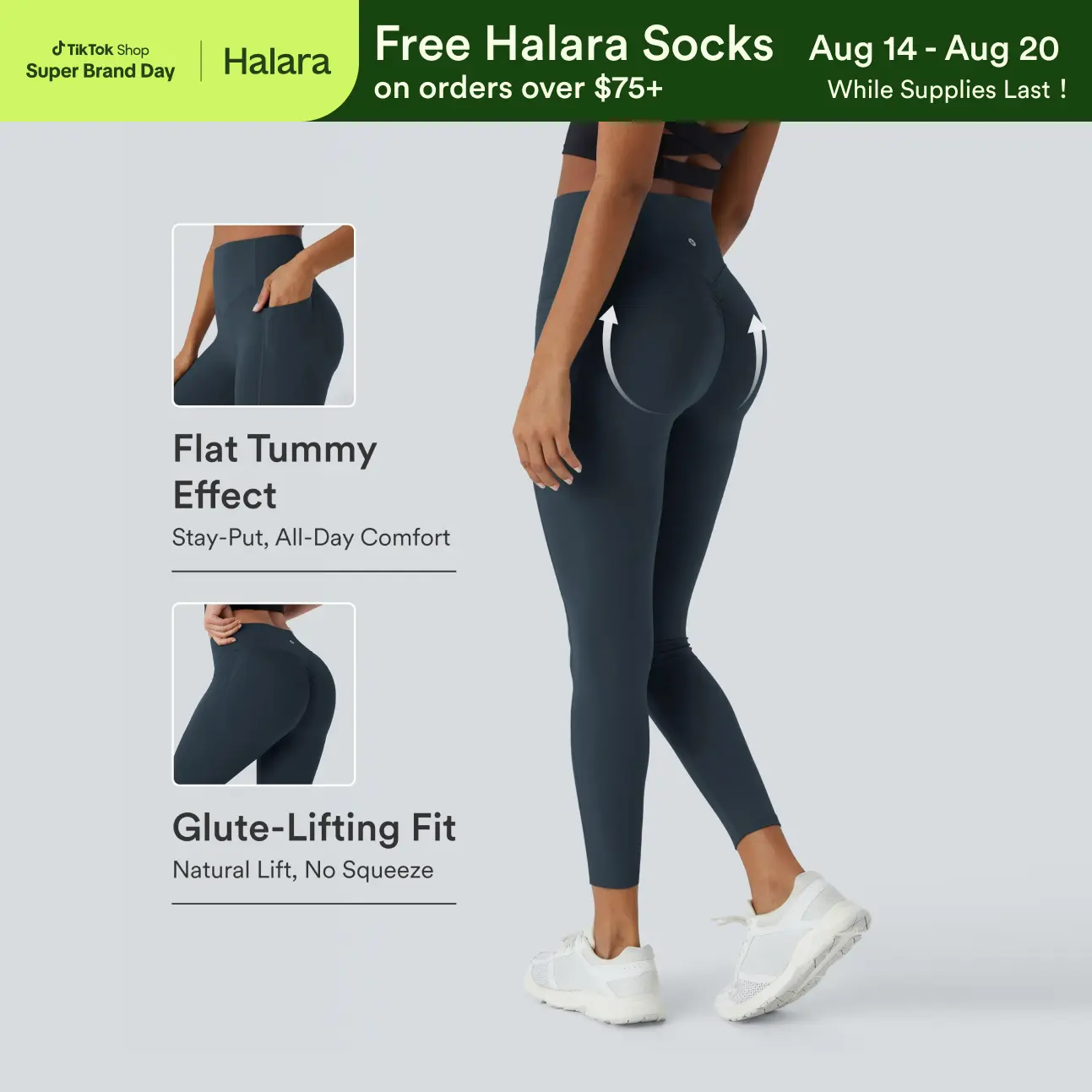 Halara UltraSculpt High Waisted Scrunch Butt Lifting Tummy Control Pocket Shaping Training Leggings