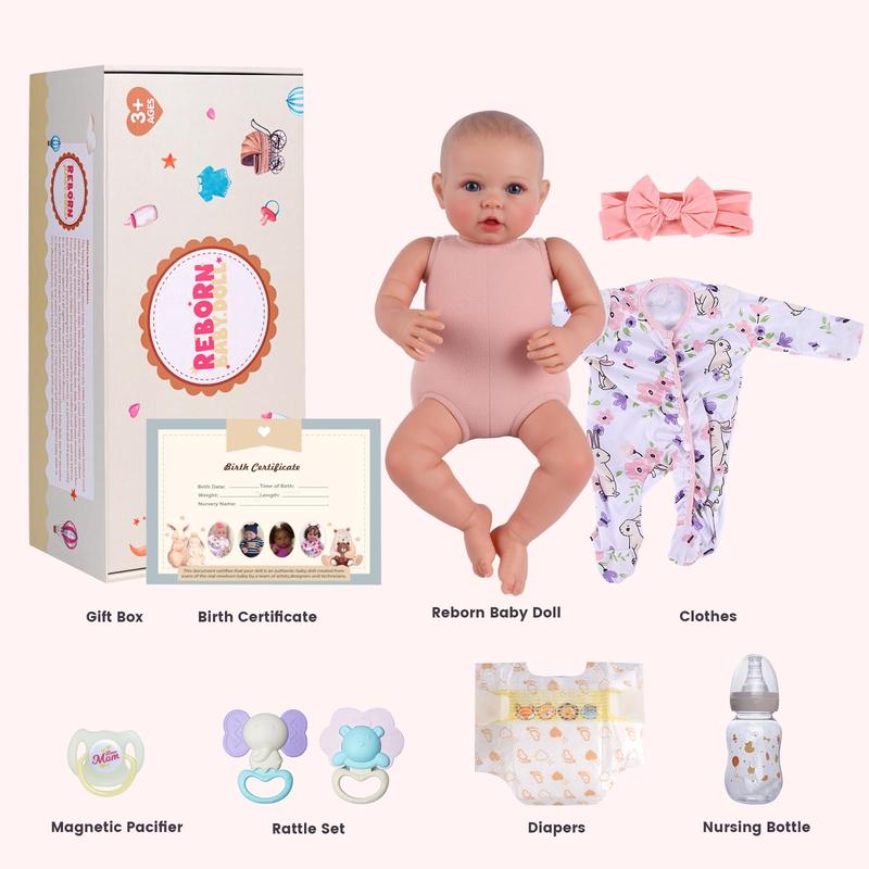 BABESIDE Reborn Baby Dolls - 17/20 Inch Cute Soft Vinyl Realistic Baby Doll Girl Poseable Smiling Real Life Rebornbabydoll with Complete Accessories for 3+ Years Old Gifts