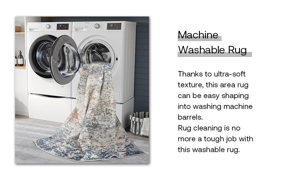 Art&Tuft Large Washable Rug, Anti-Slip Backing Abstract  Area Rugs, Stain Resistant Rugs for Living Room, Foldable Machine Washable Area Rug