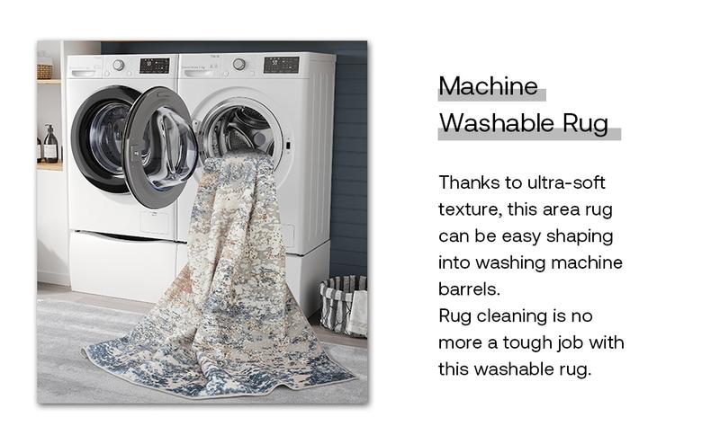 Art&Tuft Large Washable Rug, Anti-Slip Backing Abstract  Area Rugs, Stain Resistant Rugs for Living Room, Foldable Machine Washable Area Rug