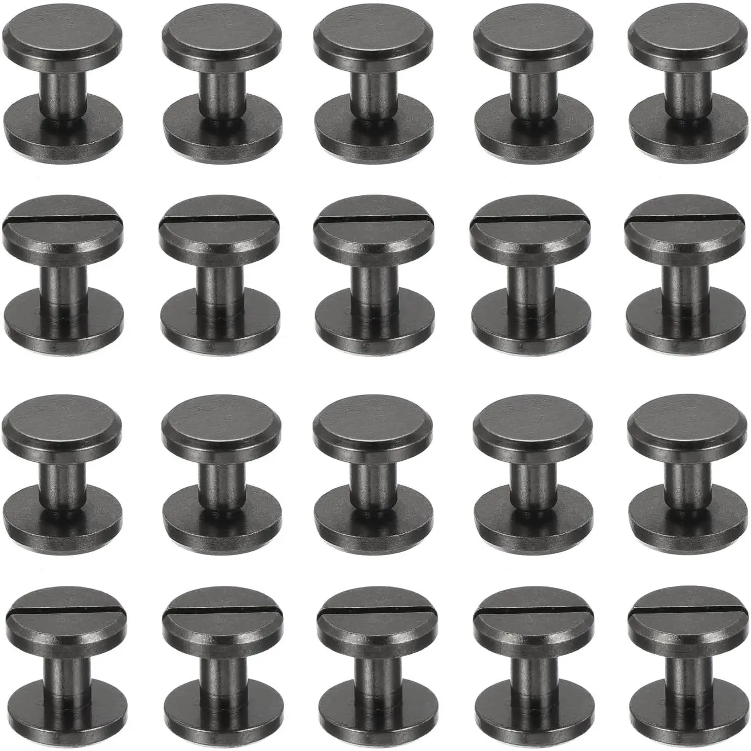 50 Sets Chicago Screws, 6mm L Chicago Screw Slotted Binding Post Screw Bolts Brass Fasteners Connectors for Leather Belt Scrapbook Photo Albums, Matte Black