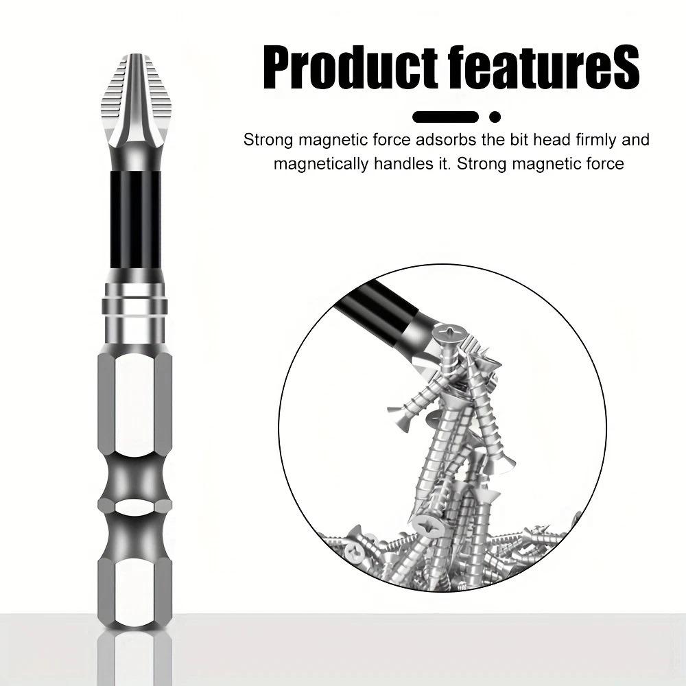 5pcs Magnetic Screwdriver Set, Steel Shockproof Cross Head, Anti-Impact Non-Slip Hex Shank, Strong Magnet Tip, Durable Tool Kit