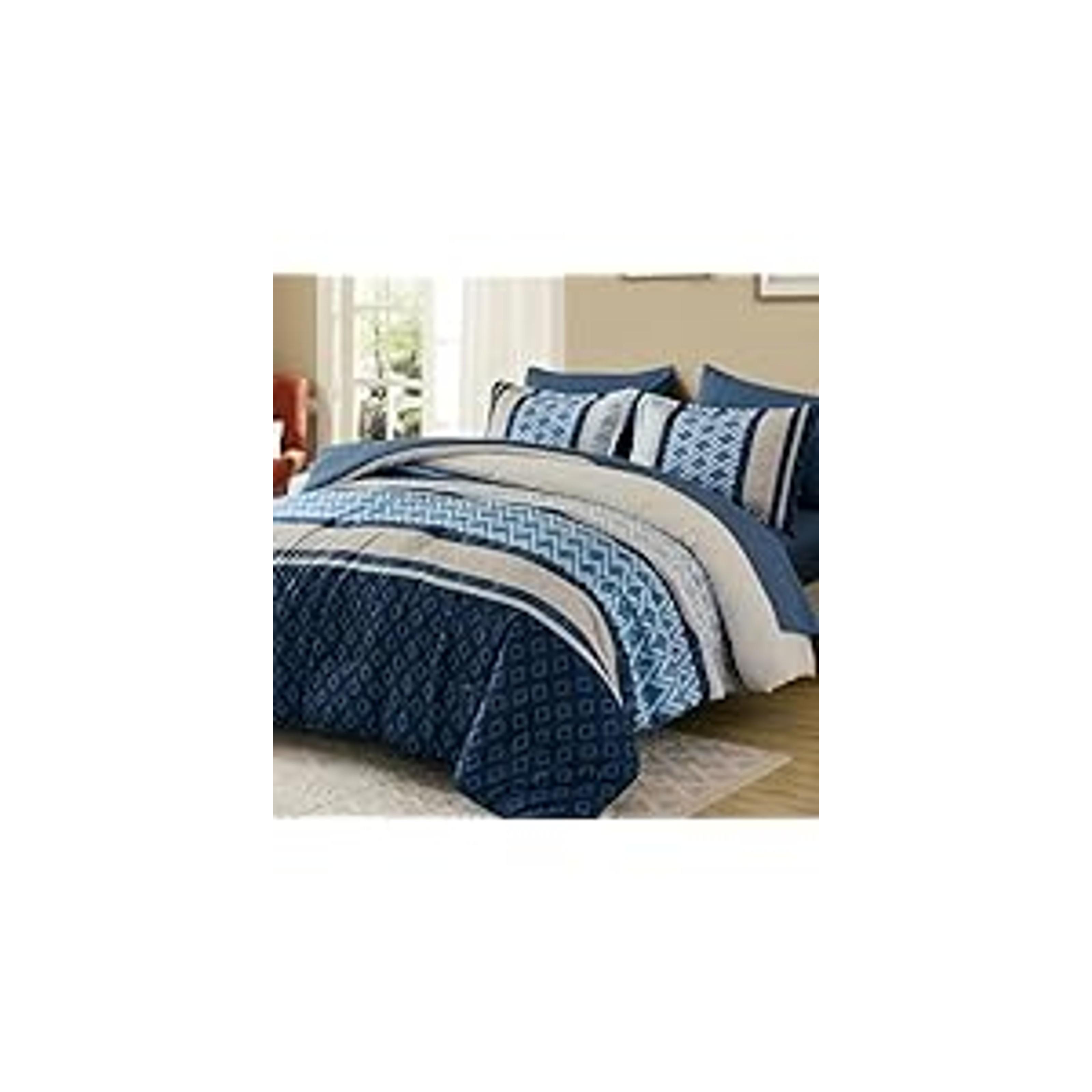 Boho Comforter Set Queen Size 8 Piece Bed in a Bag Bohemian Striped Bedding Quilt Set Aqua Paisley Floral Comforter and Sheet Set,Soft Microfiber Complete Bedding Sets for All Season