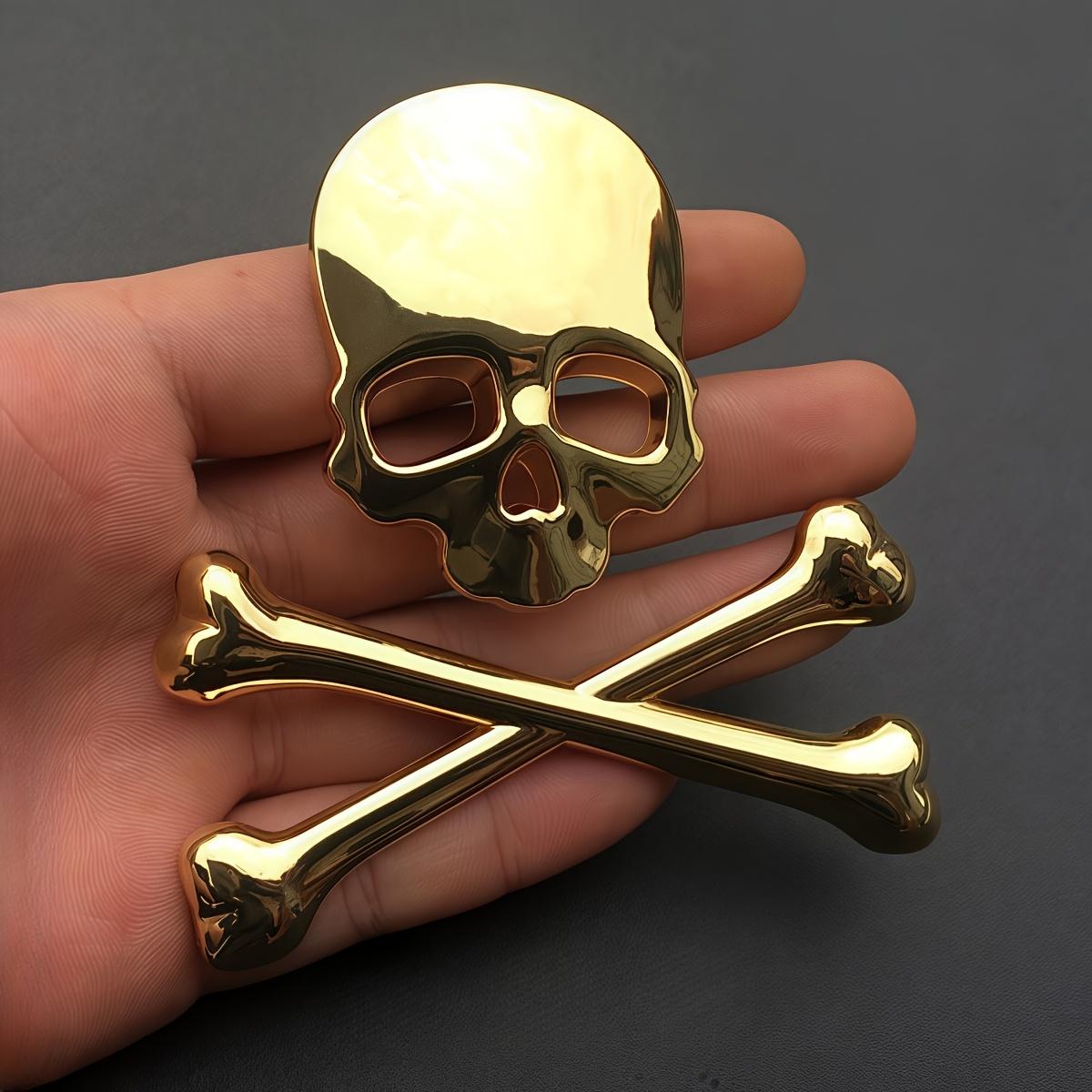 3D Metal Skull Emblem Sticker, Universal Car Sticker for Car Motorcycle, Compatible with Bumper Hood, Fits Bike Cruise Scooter, Halloween Decoration, Multipurpose Car Decal