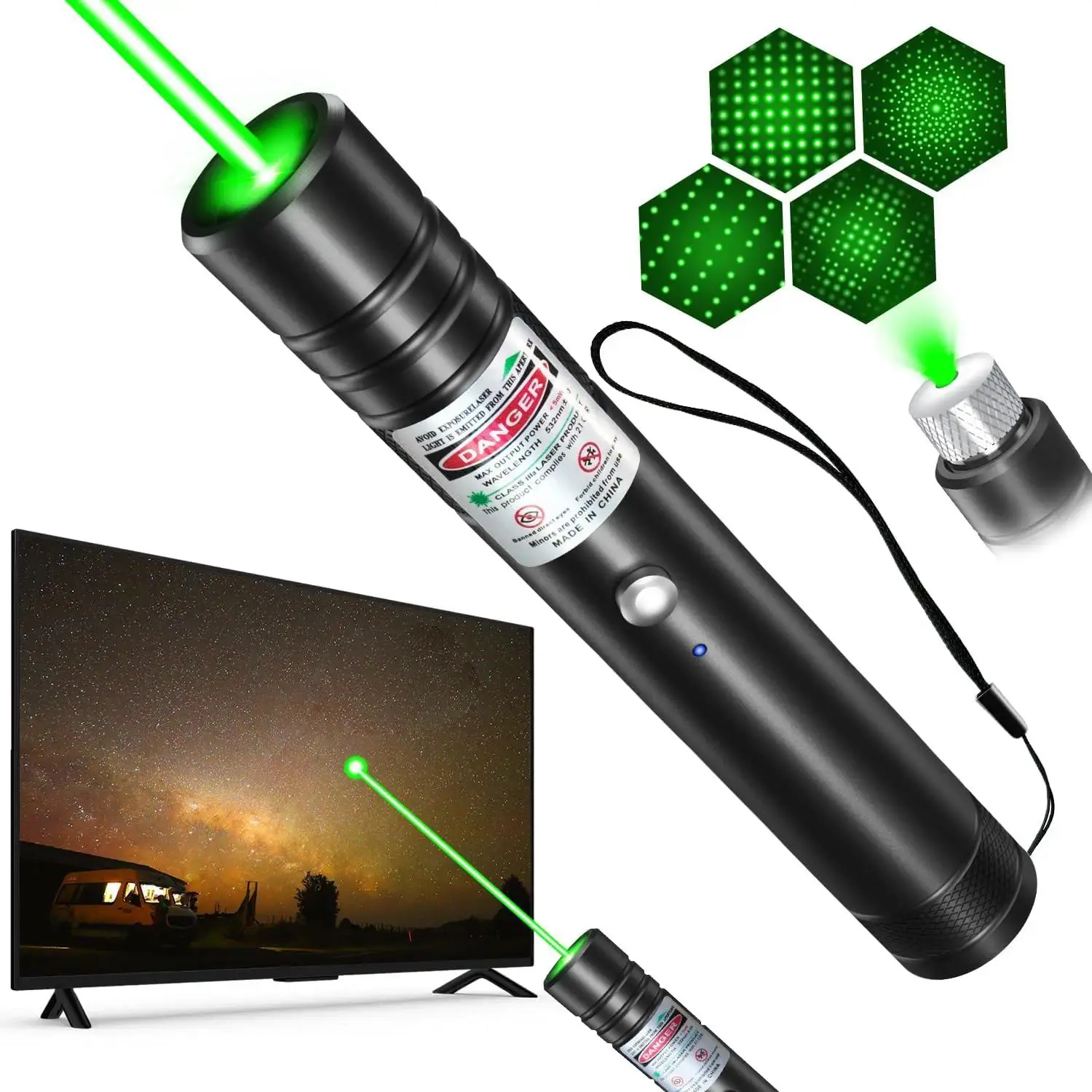 Rechargeable Green Laser Pointer Flashlight - Long-Range Line Light, Suitable for TV/LED/LCD Screens, Ideal for Office Presentations, Outdoor Activities, Cat Interactive Toy for Pet Lovers