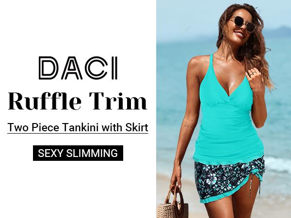 Daci Women Tankini Swimsuits with Skirt - Two Piece Tummy Control Skirted Bathing Suits Swimwear Daci Women Tankini Swimsuits with Skirt - Two Piece Tummy Control Skirted Bathing Suits Swimwear
