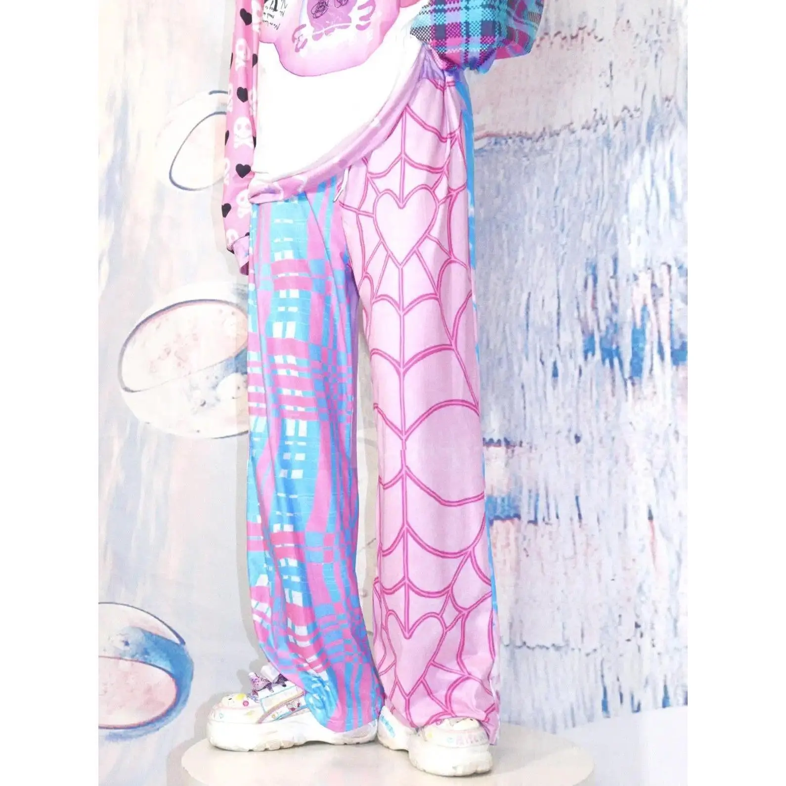 Spring Summer New Dopamine Rainbow Pants Kids Kawaii Y2k Harajuku Style Down Outfit Adult Fashion Plus Special Loose Pants T-Shi