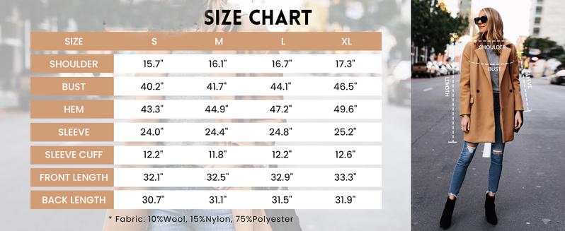 YeoKou Women's  Notched Lapel Wool Coat Single Breasted Pea Coats Winter Wool Blend Blazer Jacket