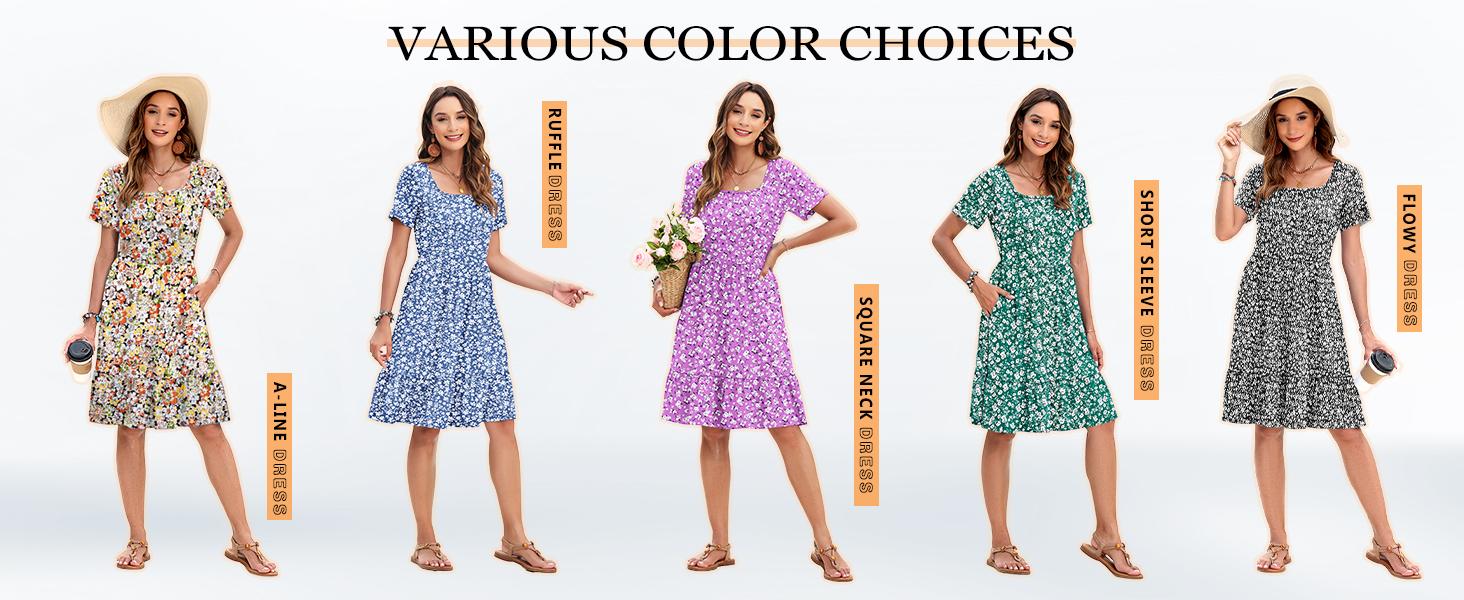 AUSELILY Womens Square Neck Dresses Ditsy Floral Print Short Sleeve A-Line Ruffle Empire Waist Sundress with Pockets 2026 Shortsleeve AUSELILY Womens Square Neck Dresses Ditsy Floral Print Short Sleeve A-Line Ruffle Empire Waist Sundress with Pockets 2026 Shortsleeve