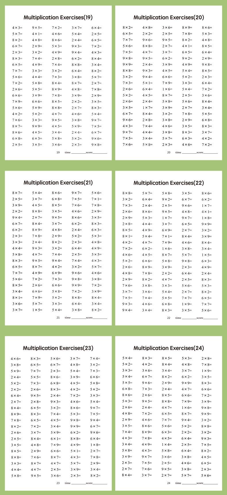 A workbook, Math learning book, designed for children to practice math problems, focusing on nine-nine multiplication in multiplication and division, handwritten math book enhances computational skills and promotes critical thinking