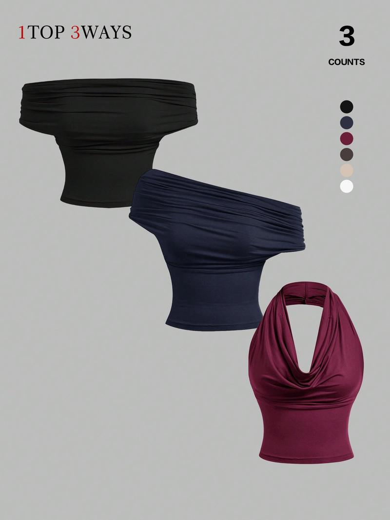 2026 Women's Elegant Solid Color Versatile Halter Neck Top, Stylish & Comfortable Design, Perfect for Casual Wear, Ideal for Everyday Use