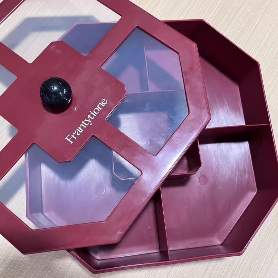 Outdoor Multi-Functional Fruit Tray, Segmented Covered Snack Candy Dish, Living Room Coffee Table High Aesthetic Luxury Dry Fruit Nut Storage Box