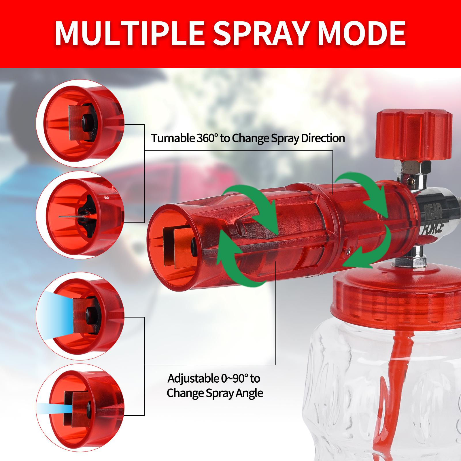 BEAR FORCE High Pressure Washer Foam Cannon Kit 3000PSI, FOR PRESSURE WASHER, Spray Gun Power Washer Short Handheld with M22 Inlet-14mm & Foam Cannon Foam Gun with 5 Nozzles Tips #035 & 3/8'' Quick Connector, Snow Foam Lance, 1 Liter, Car Washing