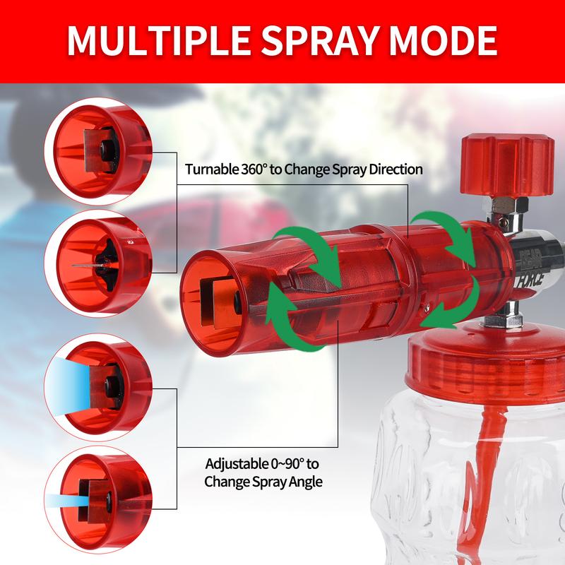 BEAR FORCE High Pressure Washer Foam Cannon Kit 3000PSI, FOR PRESSURE WASHER, Spray Gun Power Washer Short Handheld with M22 Inlet-14mm & Foam Cannon Foam Gun with 5 Nozzles Tips #035 & 3/8'' Quick Connector, Snow Foam Lance, 1 Liter, Car Washing