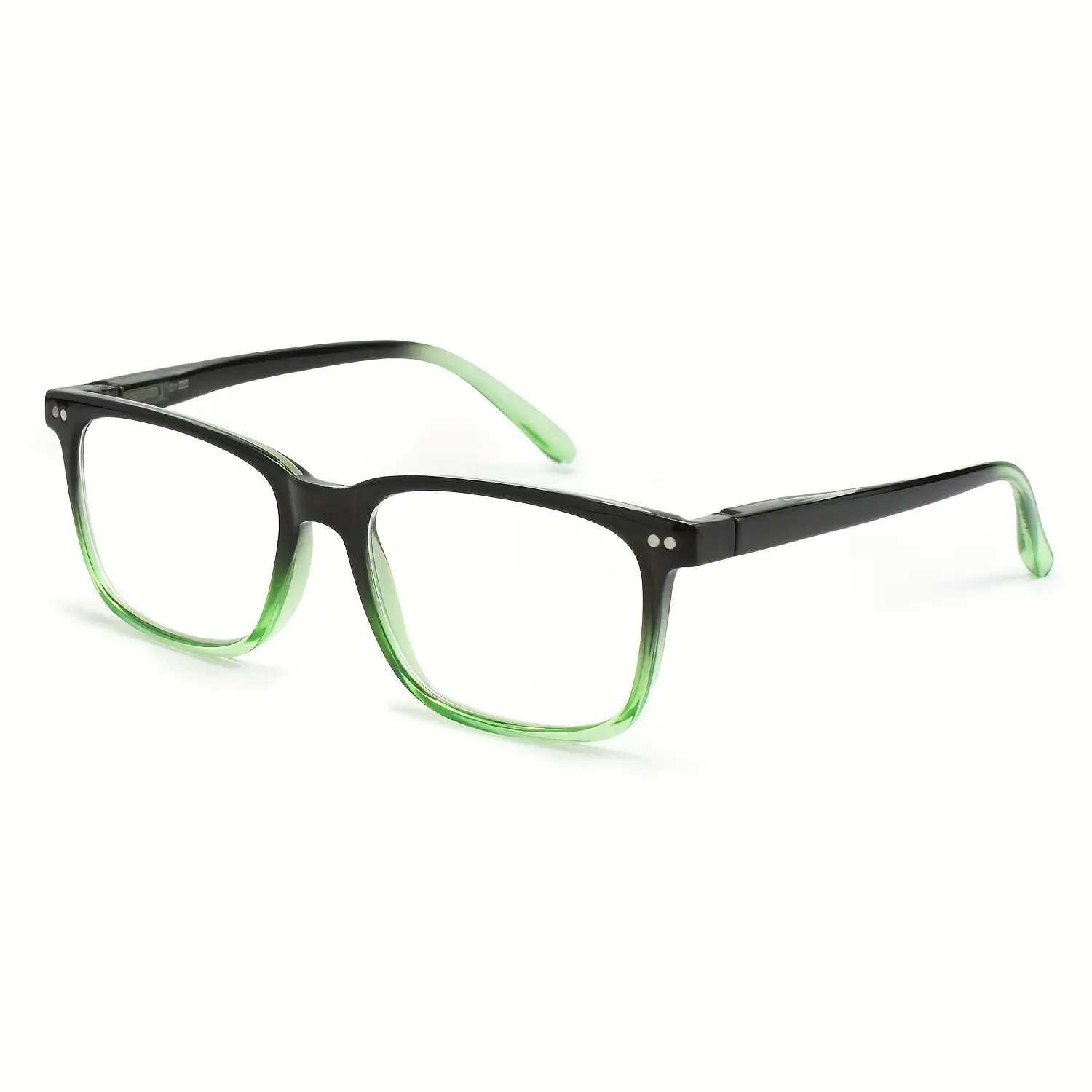 Unisex Retro Square Full-Frame Reading Glasses - Polycarbonate PC Lenses, Rhinestones, Multifocal Anti-Blue Light, Lightweight Spring Hinges, for Computer, Office Use