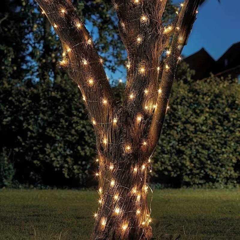 Solar String Lights 1 Pack, 66.67ft/200led Decorative Led Lighting Solar Fairy Lights, 8 Modes Outdoor Decor, Flexible Transparent Tube, Garden, Patio, Pool