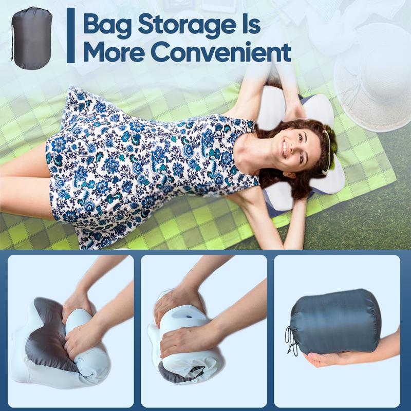 Gray butterfly-shaped neck pillow, ergonomic memory foam pillow, breathable and washable silk pillowcase, suitable for side, back and stomach sleepers, with a storage bag for easy portability, perfect for camping, travel, RV and dorm rooms