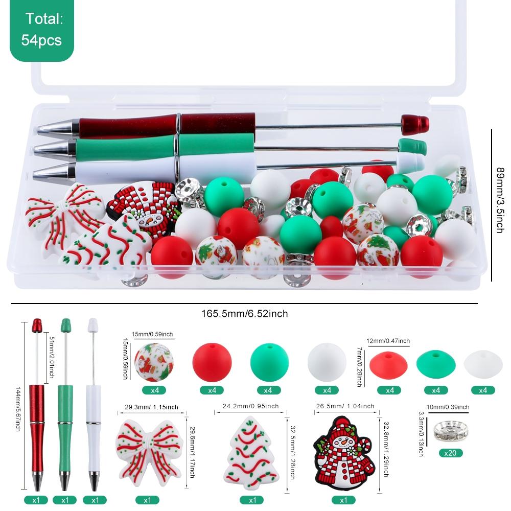 Animal Silicone Focal Beads Set, 54pieces/Box Printed Round and Lentil Beads, DIY Jewelry and Pen-Making Kit