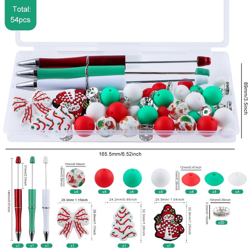 Animal Silicone Focal Beads Set, 54pieces/Box Printed Round and Lentil Beads, DIY Jewelry and Pen-Making Kit