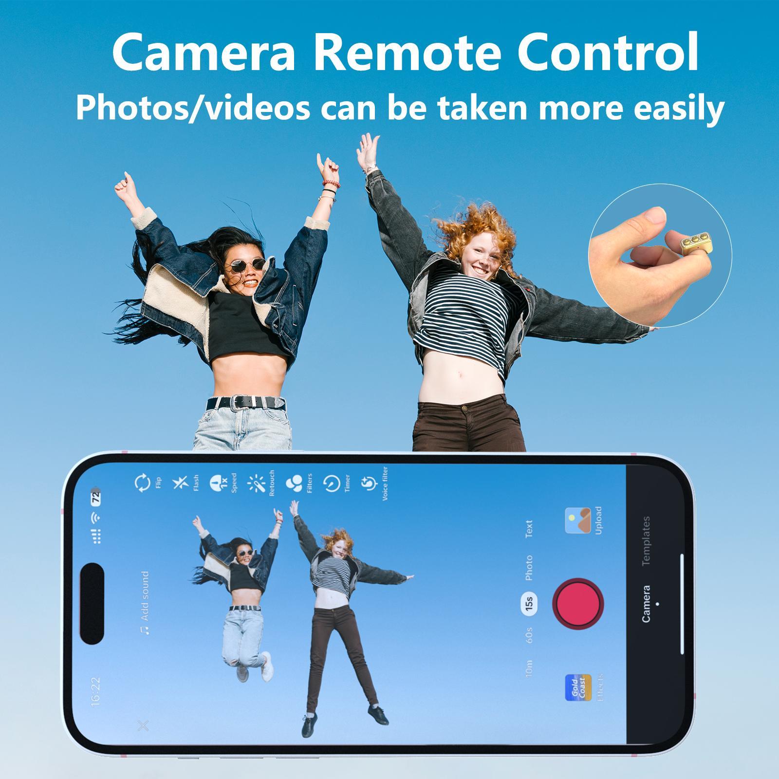 Xring Scrolling Ring Remote Control Ring with Rhinestones, Bluetooth Selfie & Video Recording Remote,Music Control for iPhone,iPad,Android,Smartphone