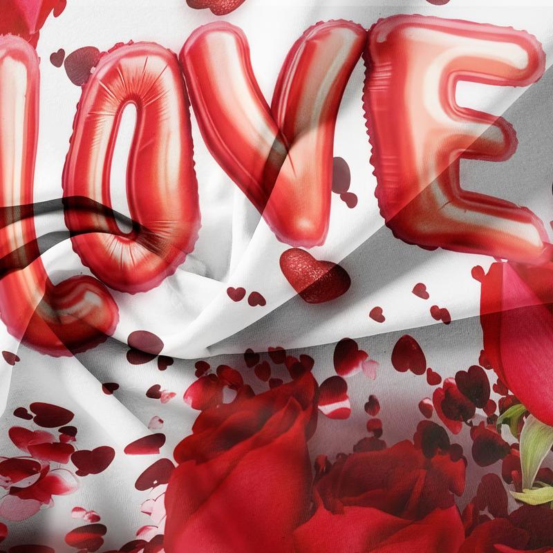 3 Counts/set Valentine's Day Love Letter Rose Pattern Duvet Cover Set including 1 Duvet Cover + 2 Pillowcases, Soft and Comfortable Decorative Bedding for Bedroom or Guest Room, Without Comforter