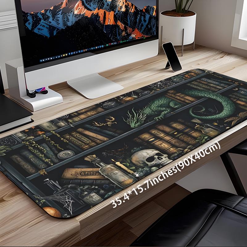 Mystical Dragon Pattern Mouse Pad, Large Game Mouse Pad, Aesthetic Desktop Decoration Protective Pad, Rubber Pad Non-slip Lock Edge Work Pad