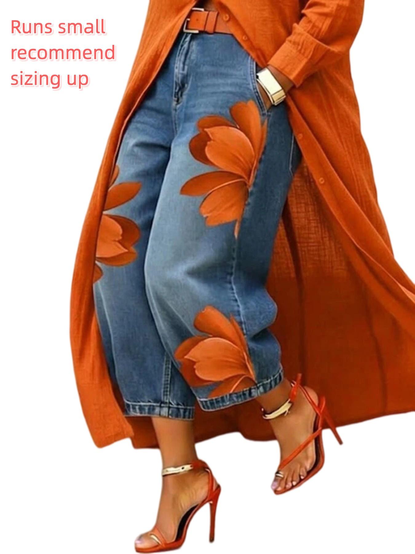 2026 Fall Women's Wide Leg Pants with Floral Print, High Waist Relaxed Fit, Stylish and Comfortable, Perfect for Casual Wear