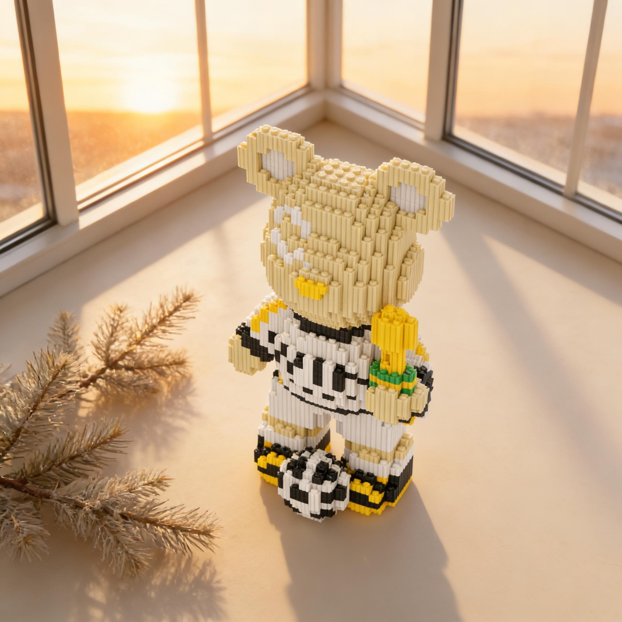 Ball Uniform Lucky Bear 3D Puzzle Building Block, Home Office Decor, Party Decoration, Ideal Gift, Handmade Craft, Collectible Statue