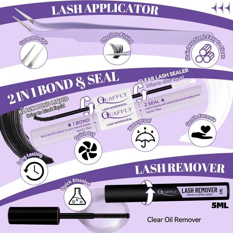 678-Piece Lash Clusters with Spikes, Fluffy Cluster Lashes, Wispy Eyelash Cluster Kit 14–20 mm and 10–18 mm 40D 60D 80D 100D Volume Lashes with Lash Bond and Seal and Tweezers, DIY Eyelash Extensions