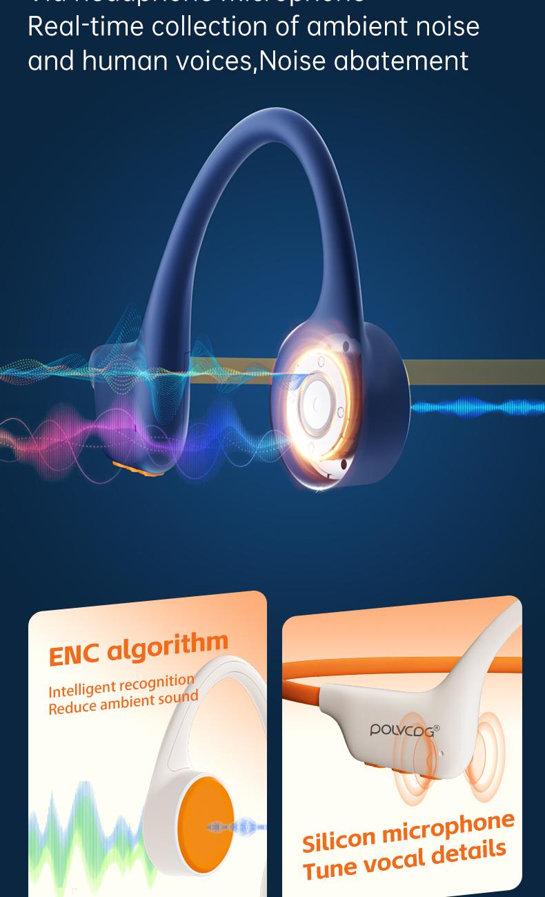 POLVCDG X6 wireless bone conduction headphones are deeply waterproof, 10 hours long battery life, 28g lightweight body 32GB large capacity.