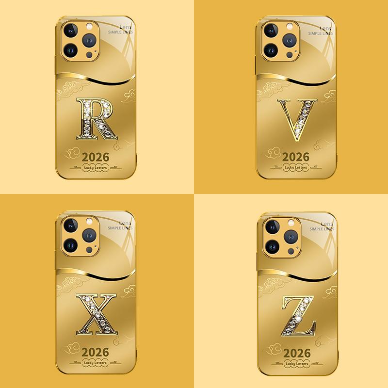 Suitable for [iPhone 13 Pro Max] high-end phone case🤩，choose from 26 letters of the English alphabet, each with an exquisite auspicious cloud pattern to bring you good luck YM99