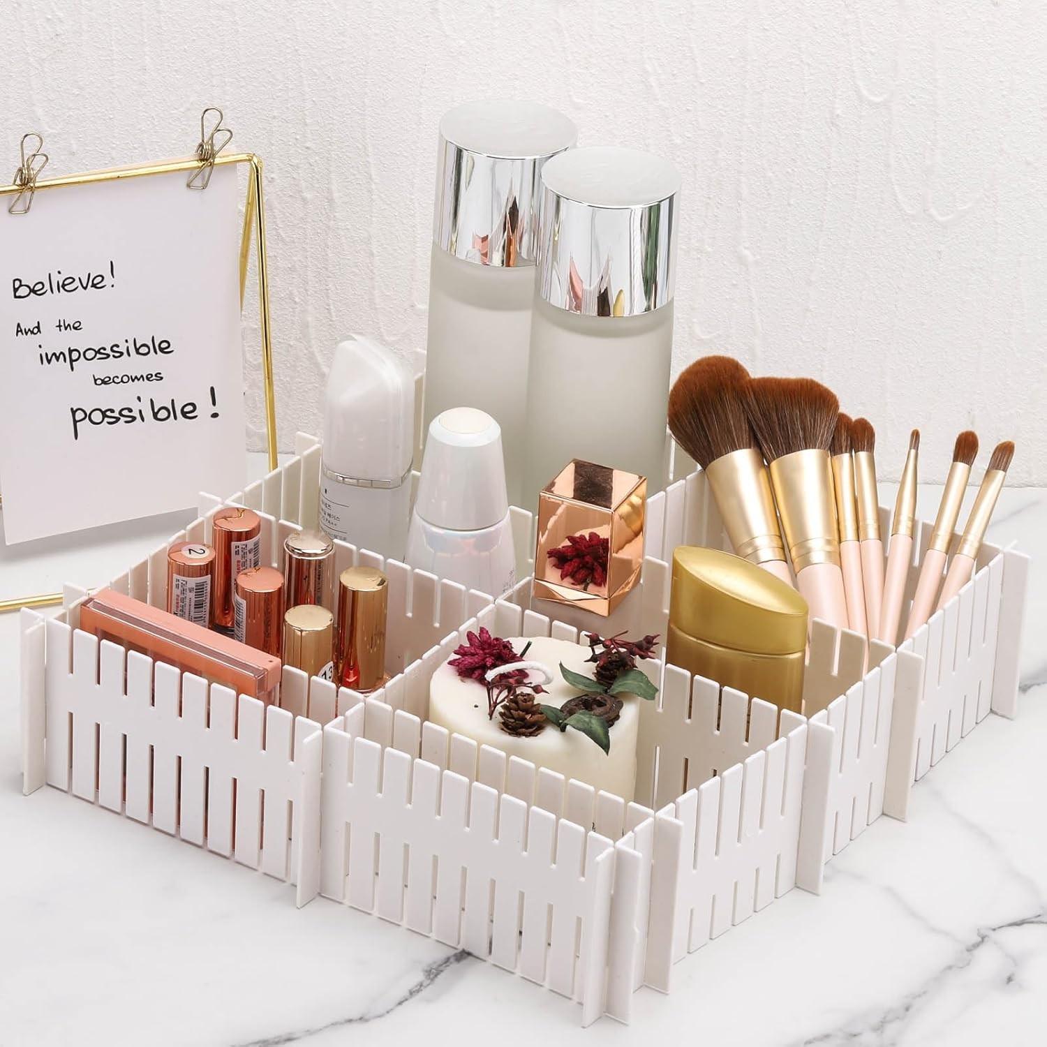 6pcs Adjustable Drawer Dividers, Thick PP Material Non-Slip, Home Storage Organizer, Suitable for Wardrobe, Underwear, Socks, Kitchen Utensils