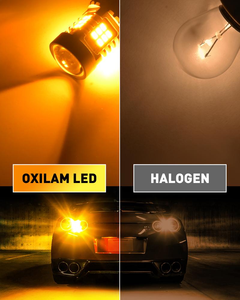 OXILAM BA15S 1156 LED Turn Signal Light Bulb CANBUS Error Free 2200K Amber Yellow 2800LM for 7506 1156A 1003 1141 P21W Bulb Replacement, Pack of 2