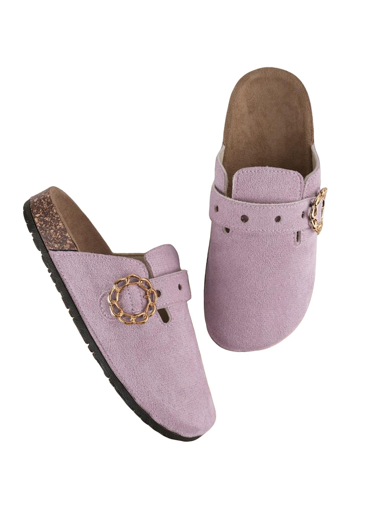 Women's Slip-On Mules, Macaron Color Perforated Sandals, Breathable Lightweight, Non-Slip Sole, Casual Daily Wear, All Seasons