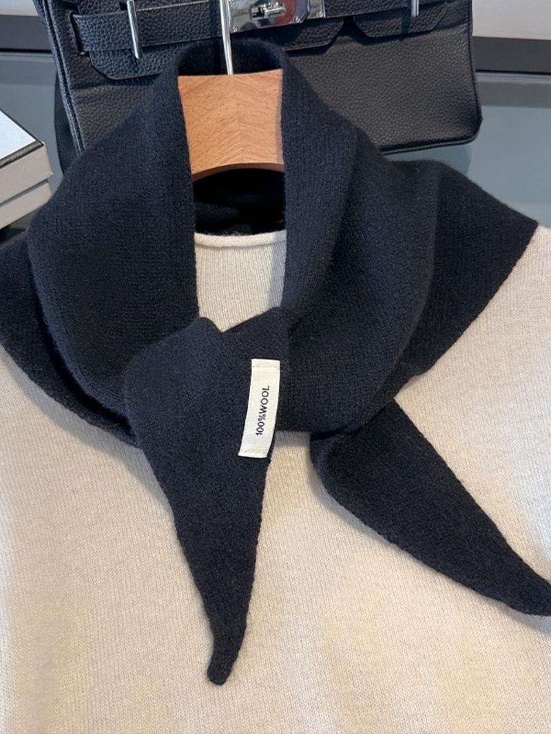 Women's elegant Korean triangular scarf niche 100% wool triangular scarf women's wool hijab knitted scarf multifunctional warm knitted shawl, perfect for Christmas and New Year gifts Hooded Scarf