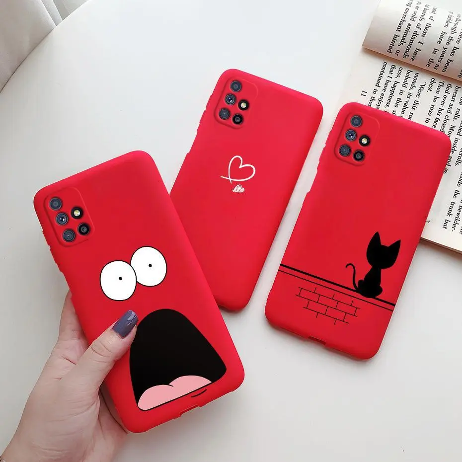 Case For Samsung Galaxy M51 Phone Case Cute Cat Cartoon Soft Touch Silicone Cover For Samsung M51 M 51 M515 SM-M515F Case Funda
