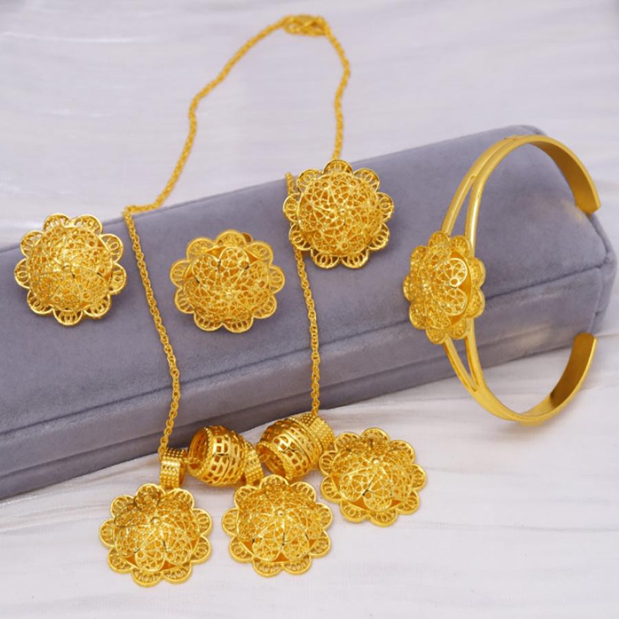 Affordable Luxury Viral Gold-Plated Filigree Jewelry Set, Female Daily ...