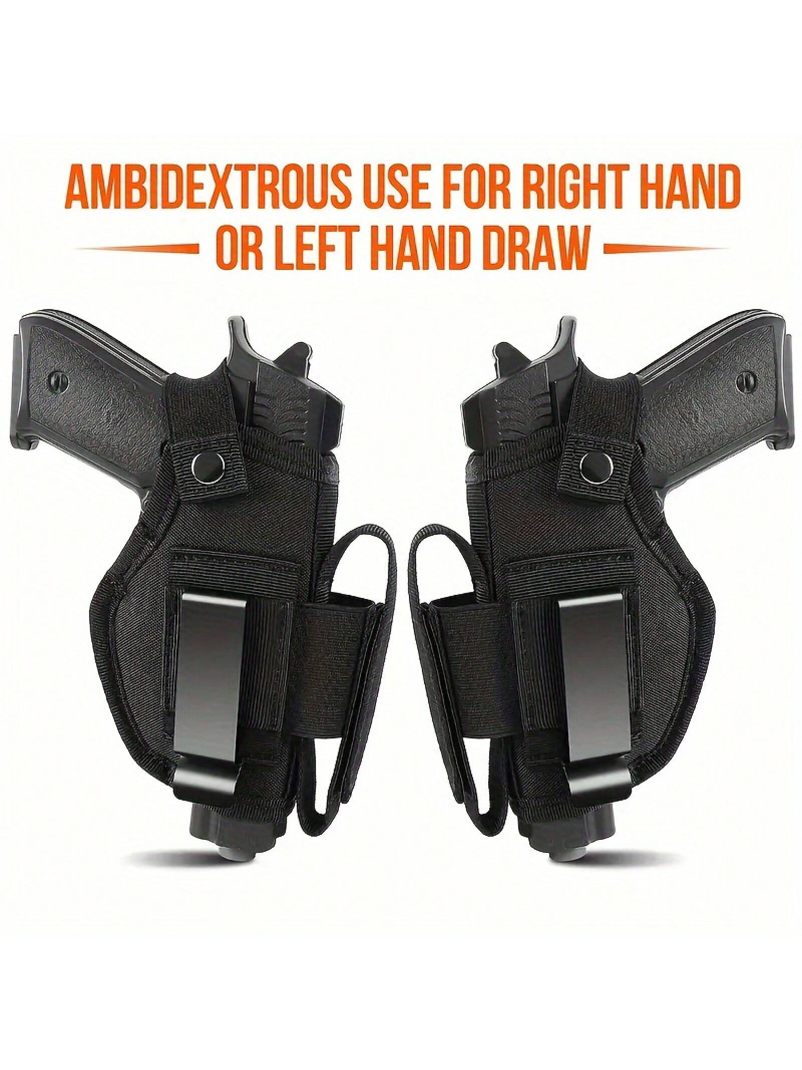 Double-sided gun holster, 1 piece - Classic style - Black sheepskin blend strap with snap fastener - Concealed carry gun holster for outdoor CS scenarios, outdoor gun accessories