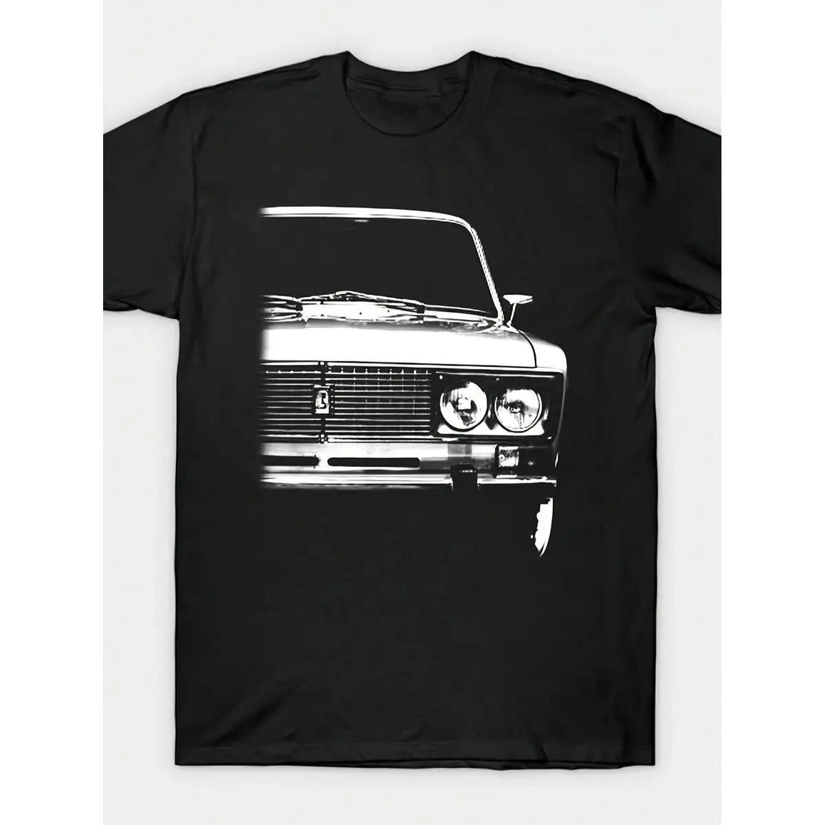 Men'S Lada Russian Classic Car Vintage Design T-Shirt - Black Retro Vehicle Graphic, Comfortable Short-Sleeve Crew Neck Casual Streetw