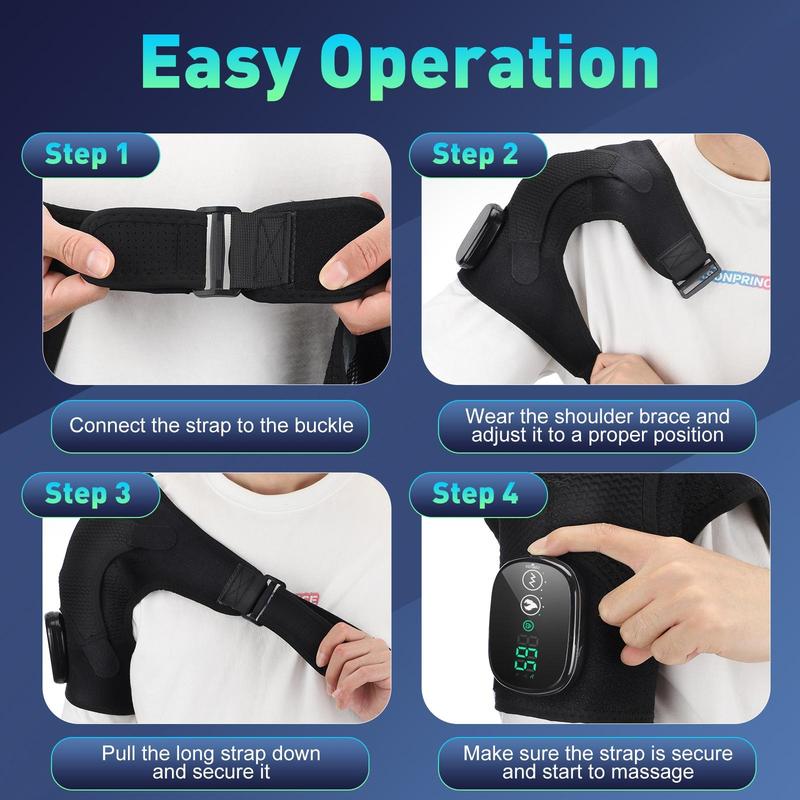 Wireless Heating Shoulder Massager, Shoulder Massage Wrap with Vibration Function, Electric Shoulder Wrap for Men and Women