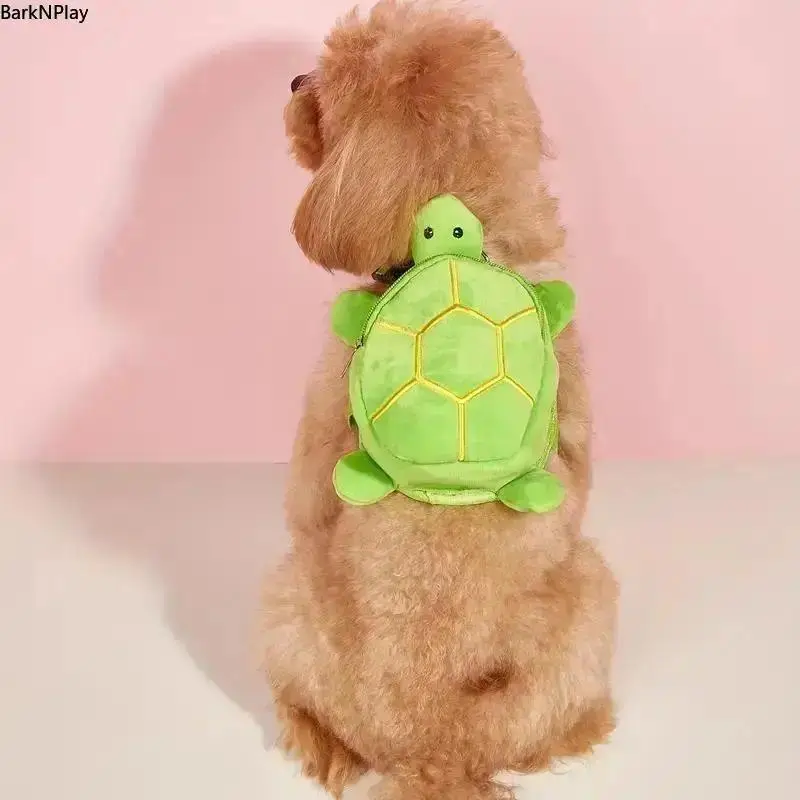 Cute Turtle Plush Pet Carrier Backpack for Small Dogs - Built-In Safety Leash Harness, Adjustable Comfort Design, Durable Plastic Structure for Hiking & Outdoors Travel