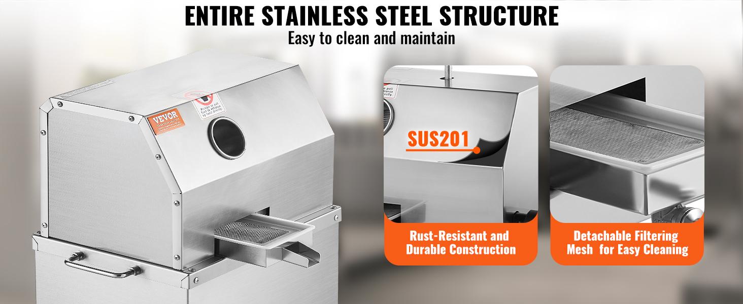 VEVOR Commercial Sugar Cane Juicer, 800W Electric Sugarcane Juicer Machine with 661LBS/H High Output, 3 Stainless Steel Rollers, Sugar Cane Press Juice Extractor Squeezer on Wheels for Home/Commercial