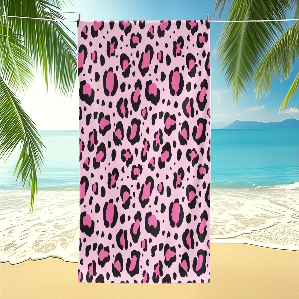 Leopard Print Beach Towel, European American Y2K Style, Quick Dry Absorbent Soft Skin-friendly, Ideal for Trendsetters Beach Pool Vacation