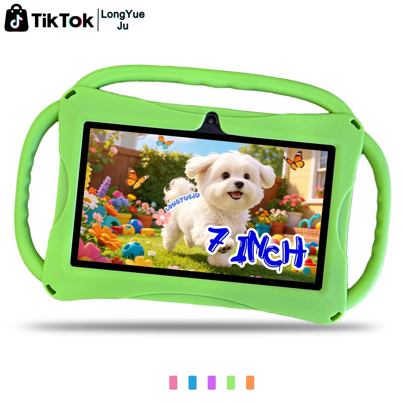 7-inch ultra light children's tablet, Childrens tablet, Toddler tablet, Kid Tablet, One handed grip for children, Anti fall silicone cover+parental whitelist control, Pre installed offline learning content for sofa/car/travel, Blue kindergarten birthday