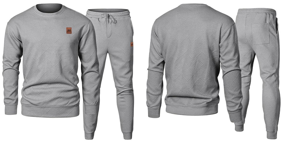 Men's 2 Piece Sweatsuits Outfits Casual Crewneck Jacquard Sweatshirt Joggers Set High Quality Fabric Classic Design for Fall Winter Spring