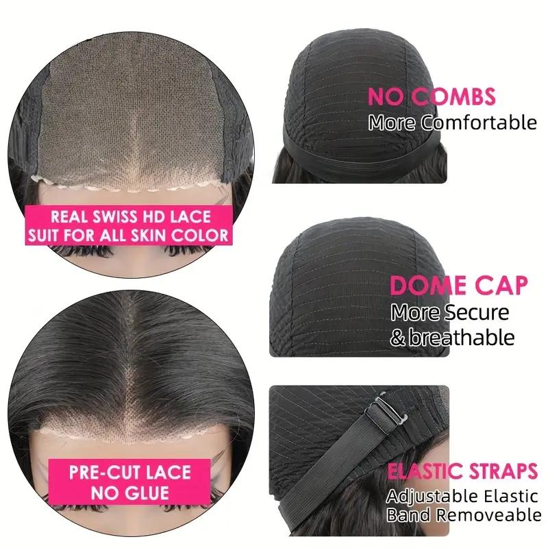 Short Curly Bob Wig Glueless Human Hair 4x4 Pre Cut Pre Bleached Pixie Cut Lace Closure Wig Ready To Wear Go Glueless Wig Water Wave Human Hair Lace Front Wigs