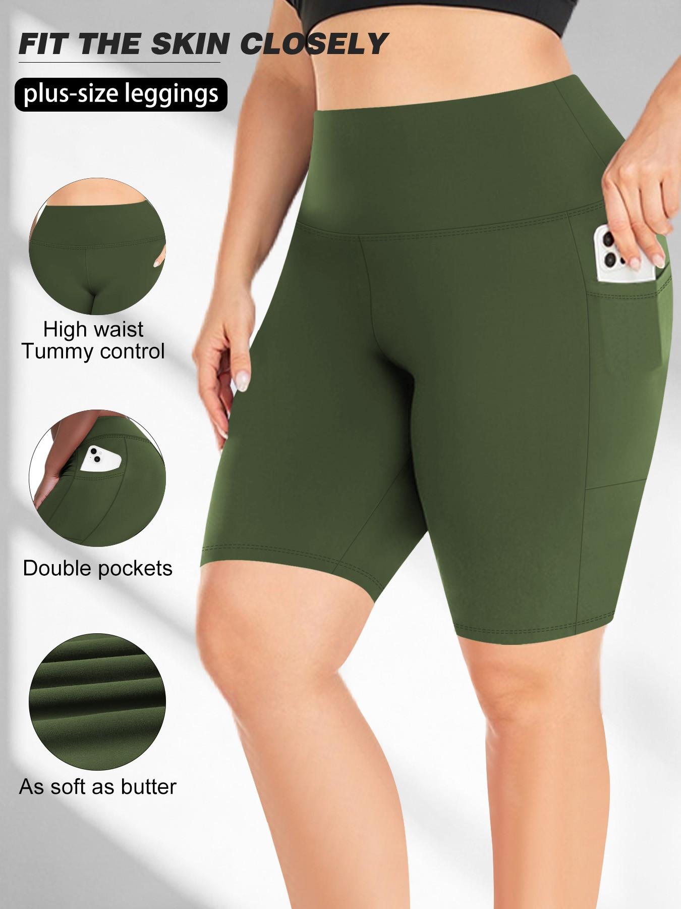 Women's High Waist Tight-Fitting Comfy Stretchy Shorts, Side Pockets, High Elasticity Abdominal Control, Casual Summer Shorts for Yoga Running, High Waisted Shorts