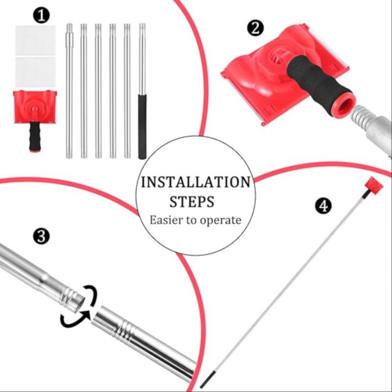 Adjustable Paint Edge Tool, 1 Set 6-segment Threaded Extension Paint Edge Tool with 2 Replacement Pads, Paint Supplies & Tools for Home