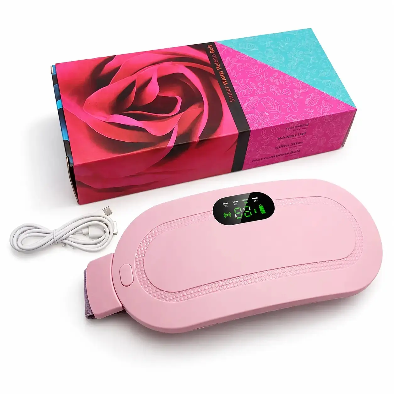 GMOX Rechargeable Heating Pad for Women, Wearable Menstrual Heating Belt with 3 Heat Levels, Far Infrared Heating, Adjustable Soft Waist Wrap for Period Comfort, Abdomen & Lower Back